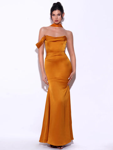 GOLD DUCHESS SATIN GOWN