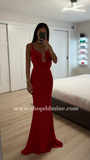 ULANDA RED CHIFFON LACE BACKLESS MAXI TRAIN DRESS