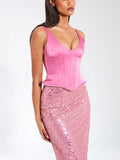 JULIANA PINK CORSET SEQUIN MAXI DRESS