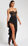 JULIA BLACK LACE CORSET MAXI DRESS