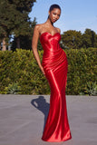 STRAPLESS LUXE SATIN FITTED GOWN