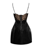 SHELBY BLACK VEGAN LEATHER LACE MINI DRESS