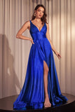 GLIMMERING STRETCH SATIN A LINE GOWN