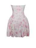 SAMARA FLORAL DROP WAIST LINEN CORSET PUFFY MINI DRESS