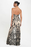 Spaghetti Strap Art Deco Sequins Maxi Dress