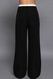 Contrast Waist Boxer Straight Long Pants