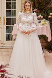 LONG SLEEVE LACE WEDDING BALL GOWN