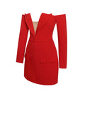 POLINA RED OFF SHOULDER LONG SLEEVE BLAZER DRESS