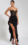 JULIA BLACK LACE CORSET MAXI DRESS