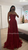 RED LACE UP GLITTER BALL GOWN