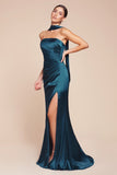 STRAPLESS SATIN DRESS & SASH