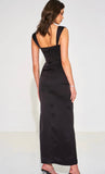 BLACK LACE SATIN MAXI CORSET DRESS