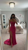 FUCHSIA DAISY EMBELLISHED SATIN CORSET GOWN