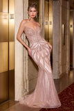 PEARL & CRYSTAL STRAPLESS FITTED DRESS