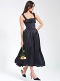 NOREEN BLACK SATIN MAXI DRESS