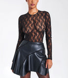 MARIAH BLACK VEGAN LEATHER MINI SKIRT