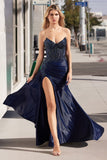 STRAPLESS STRETCH TAFFETA FITTED GOWN