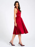 Cara Red Plunging Halter Backless Maxi Dress