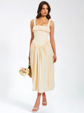 NOREEN EGG WHITE SATIN CORSET MAXI DRESS