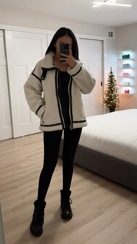 Zip Up Long Sleeve Sherpa Jacket