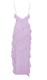 THEODORA LILAC RAYON RUFFLE MAXI DRESS