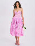 Lorena Pink Lace Drop Waist Midi Sundress