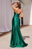 CRYSTAL STRAPLESS SATIN GOWN