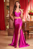 TWO PIECE SATIN FITTED GOWN