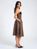 CHEETAH PRINT STRETCHY STRAPLESS MIDI DRESS