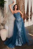 STRAPLESS GLITTER REMOVABLE TULLE GOWN