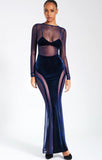 SHANNON NAVY VELVET MAXI DRESS