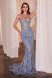 STRAPLESS CRYSTAL FITTED GOWN