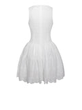 AALIYAH WHITE EYELET PLUNGING HALTER MINI DRESS