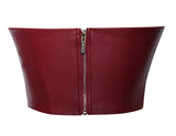 BRIA BURGUNDY VEGAN LEATHER CROP TOP