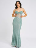 JANELLE GREEN SWEETHEART MERMAID MAXI DRESS