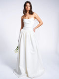 UMAY WHITE DROP WAIST SATIN CORSET BRIDAL GOWN