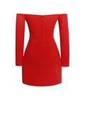 POLINA RED OFF SHOULDER LONG SLEEVE BLAZER DRESS