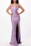 LAVENDER SATIN GOWN