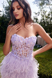 LILAC FEATHER LACE GOWN