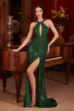 HALTER SEQUIN FITTED GOWN