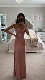 STRAPLESS LUXE SATIN FITTED GOWN