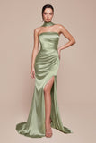 STRAPLESS SATIN DRESS & SASH