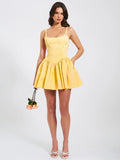 KADI YELLOW COTTON CORSET MINI DRESS