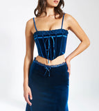 LONDYN TEAL VELVET CORSET TOP