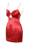 XYLA RED SATIN BOW MINI DRESS