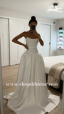 UMAY WHITE DROP WAIST SATIN CORSET BRIDAL GOWN