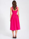 FUCHSIA HALTER NECK CORSET MIDI SUNDRESS