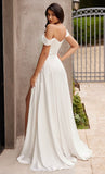 OFF SHOULDER BRIDAL A LINE SATIN GOWN