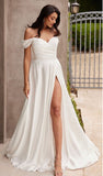 OFF SHOULDER BRIDAL A LINE SATIN GOWN