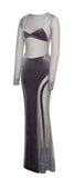 SHANNON GREY VELVET MESH MAXI DRESS